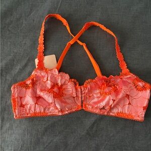 Floral Lace Bralette in Vibrant Orange